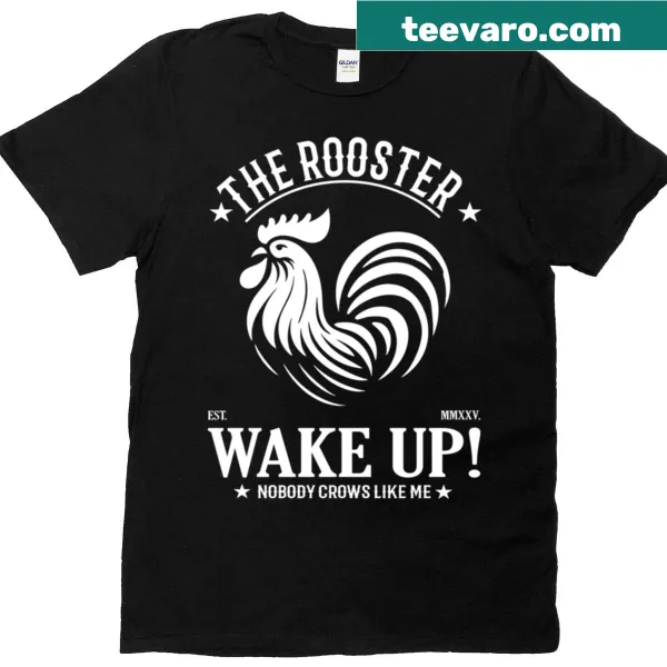 Cartoon rooster graphic t-shirt for early risers
