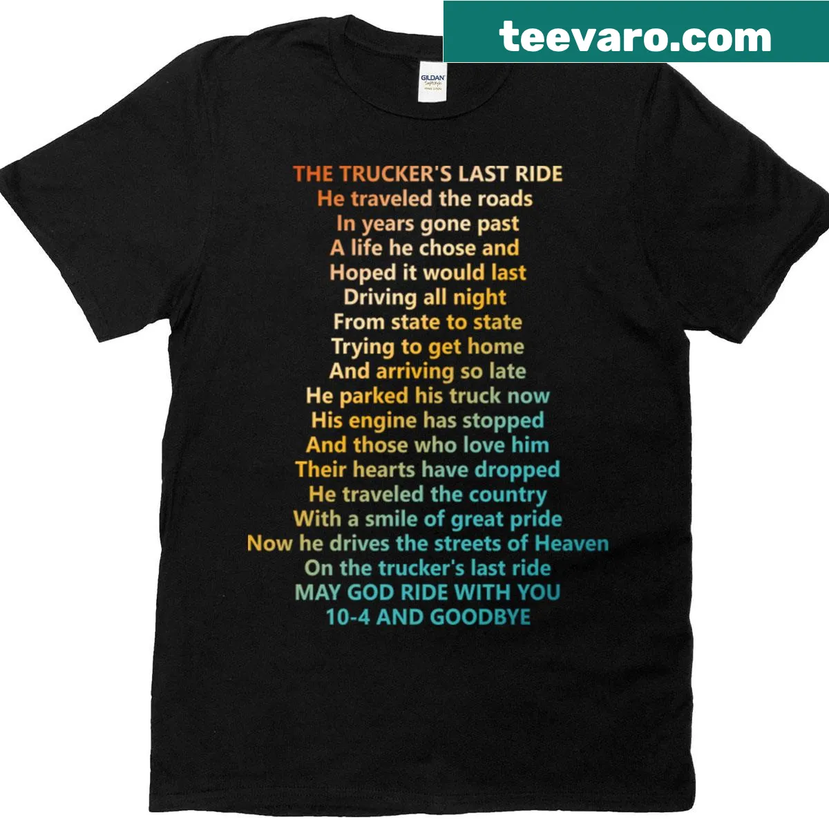 Playful graphic of a truck depicting its last journey. — on a men's t-shirt