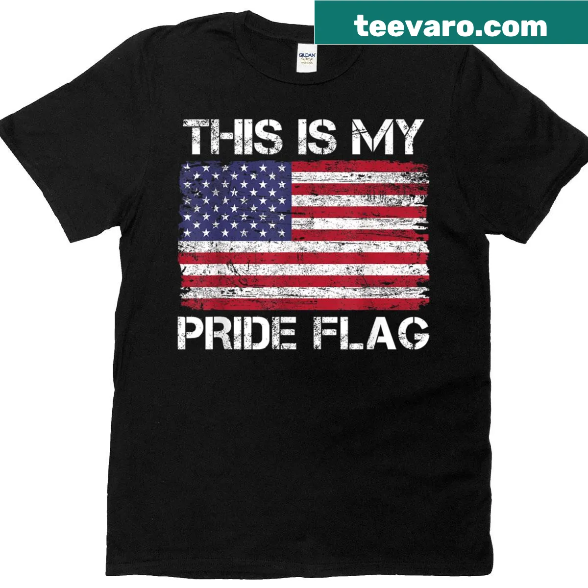 Patriotic t-shirt featuring the USA pride flag design — on a men's t-shirt