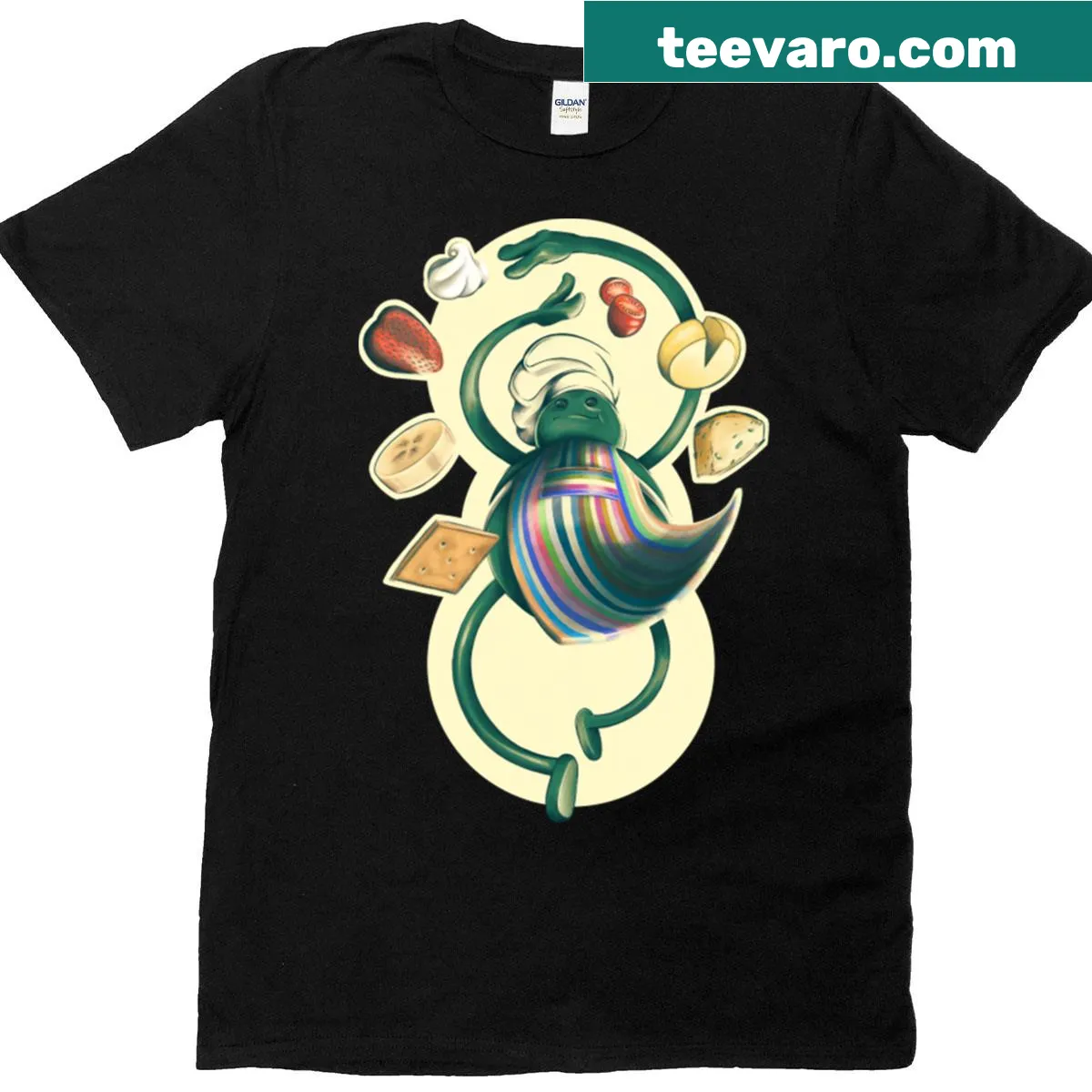 Adorable illustration of a tiny chef on a T-shirt — on a men's t-shirt