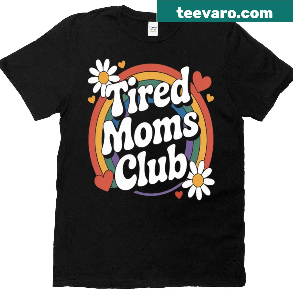 Groovy rainbow design celebrating motherhood on a T-shirt — on a men's t-shirt