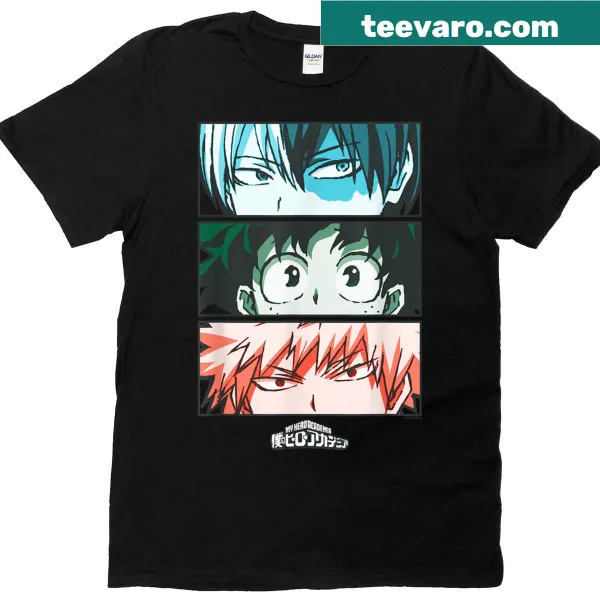 Anime T-shirt featuring Todoroki and Deku characters