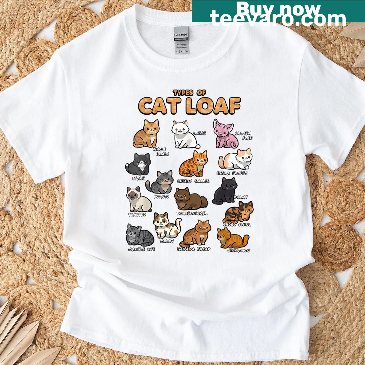 Cute T-shirt with illustrations of different cat loaves — on a men's t-shirt
