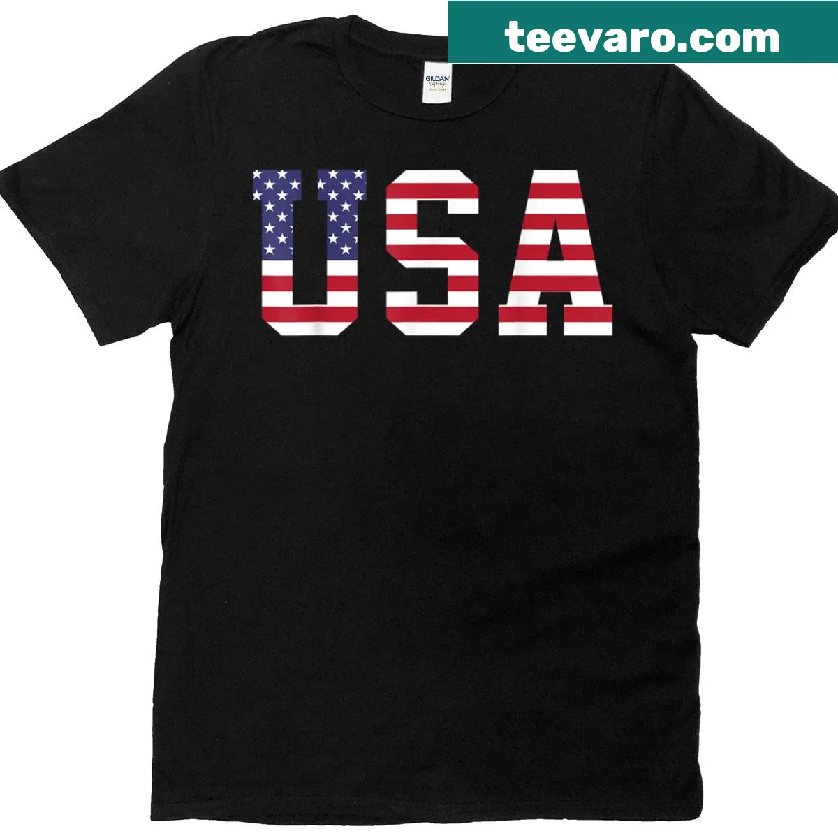 American flag T-shirt for Fourth of July celebrations — on a men's t-shirt