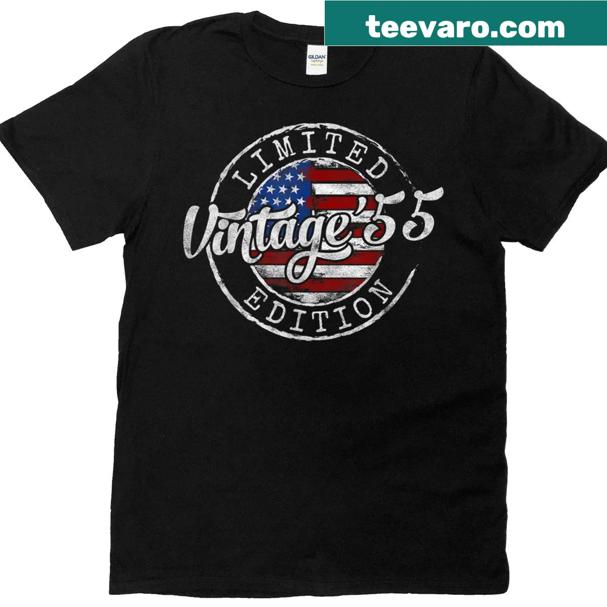 Vintage 1955 themed 70th birthday T-shirt — on a men's t-shirt