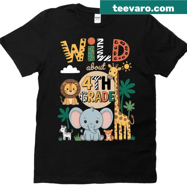 Illustrated jungle animals design for 4th graders on T-shirt