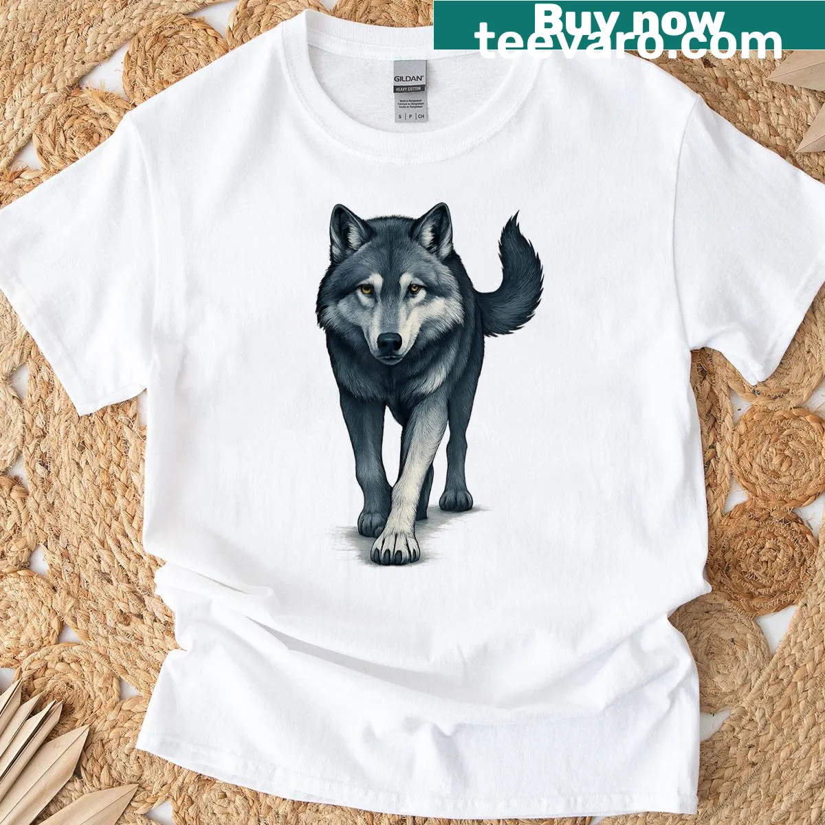 T-shirt featuring wolves walking in nature, perfect for animal lovers — on a men's t-shirt