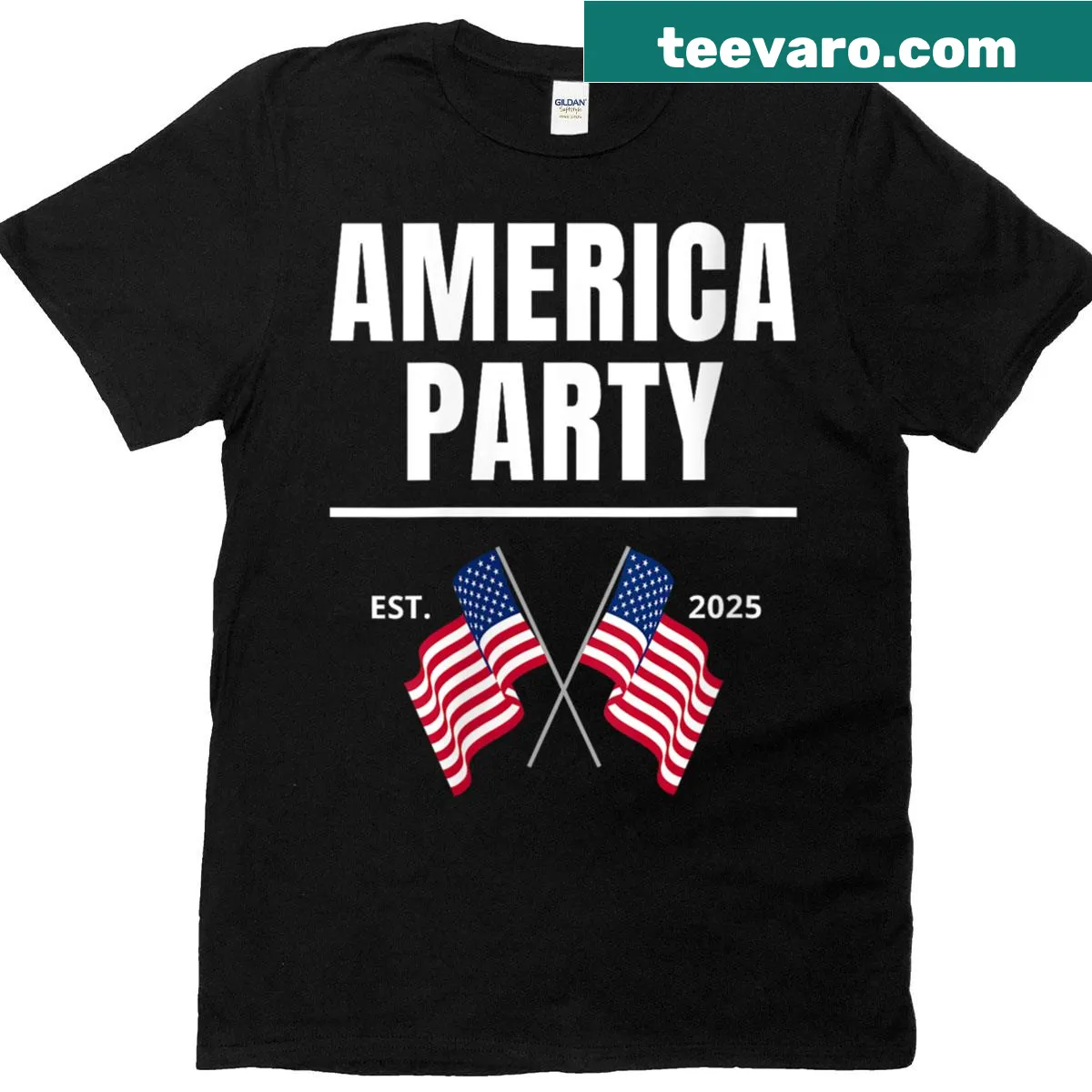 Playful America Party T-shirt for women — on a men's t-shirt
