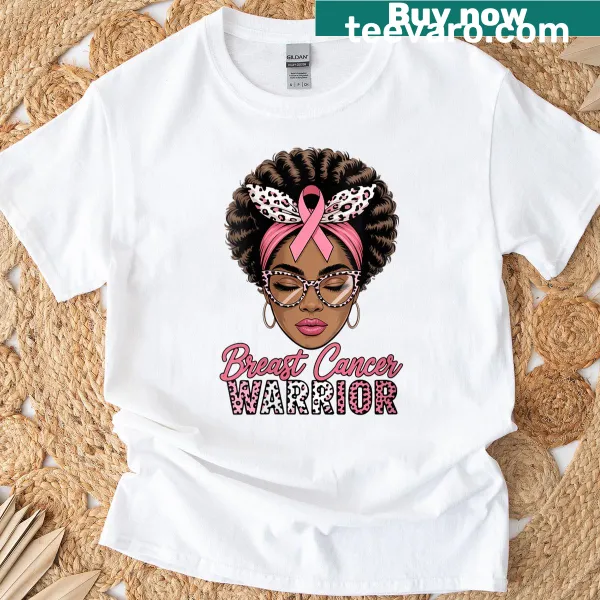 Illustrative breast cancer awareness t-shirt celebrating Black women survivors