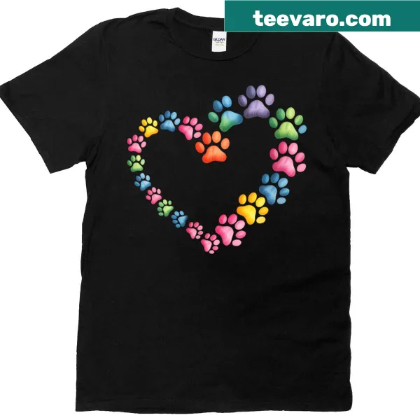 Cute animal lover T-shirt with paw heart graphic