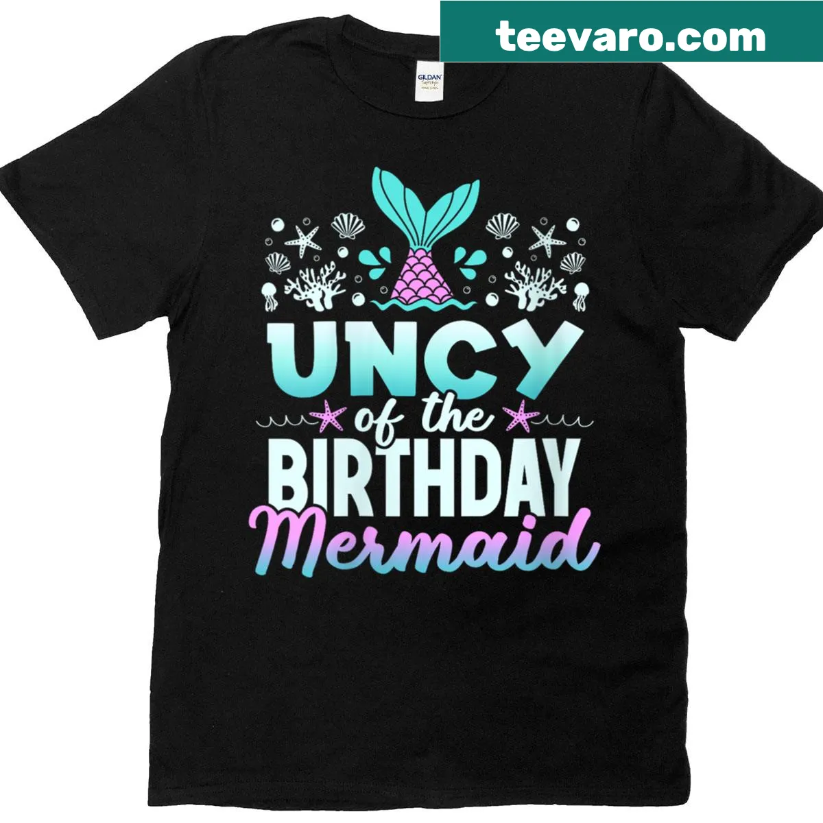 Birthday mermaid T-shirt with playful design for family gatherings — on a men's t-shirt