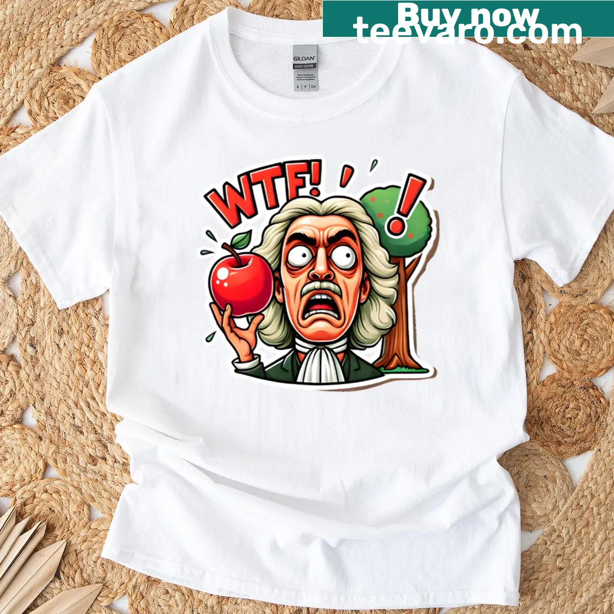 Oversized T-shirt with a playful Newton reference — on a men's t-shirt