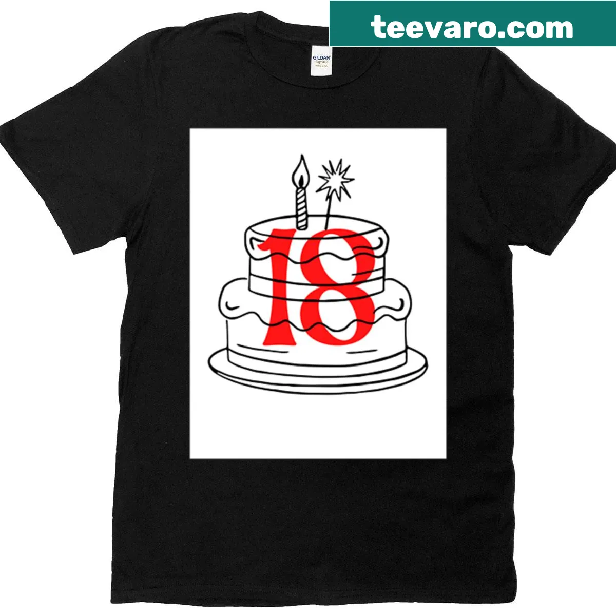 Illustration of a birthday cake on a T-shirt for 18th birthday. — on a men's t-shirt