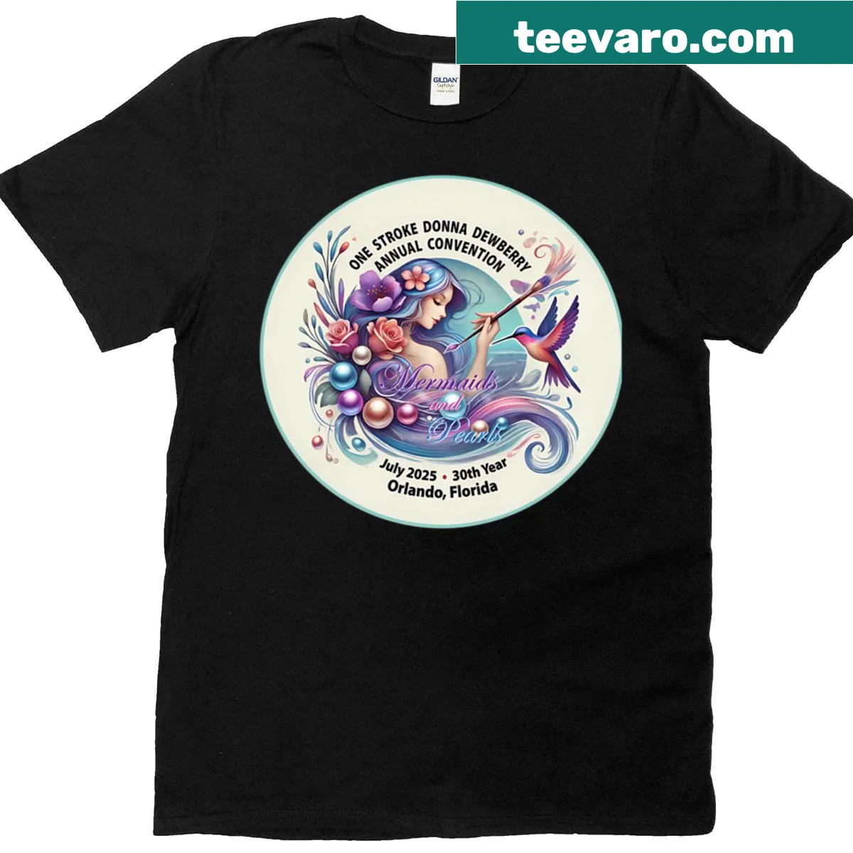 Design celebrating the 2025 One Stroke Convention on a T-shirt. — on a men's t-shirt
