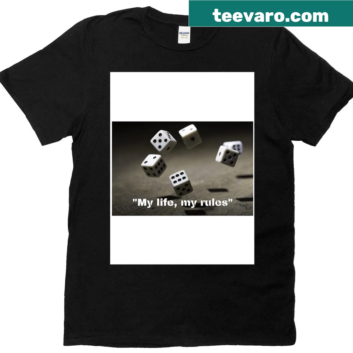 Thought-provoking T-shirt with the phrase 'About Life And Rules' — on a men's t-shirt