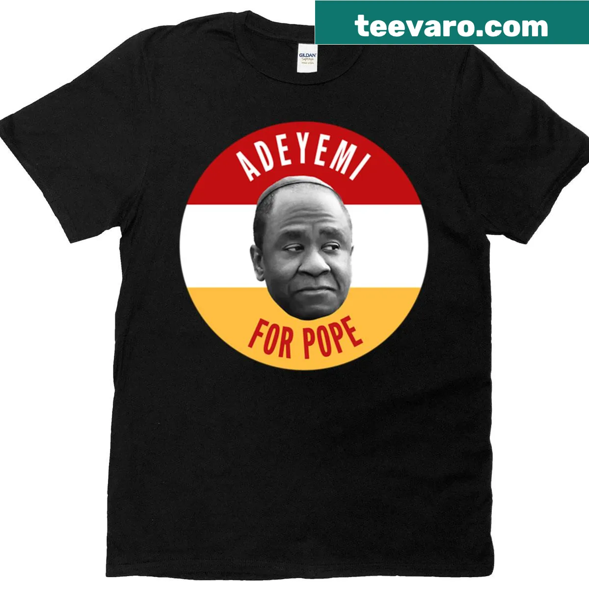 Inspirational T-shirt supporting Adeyemi for Pope with bold typography — on a men's t-shirt