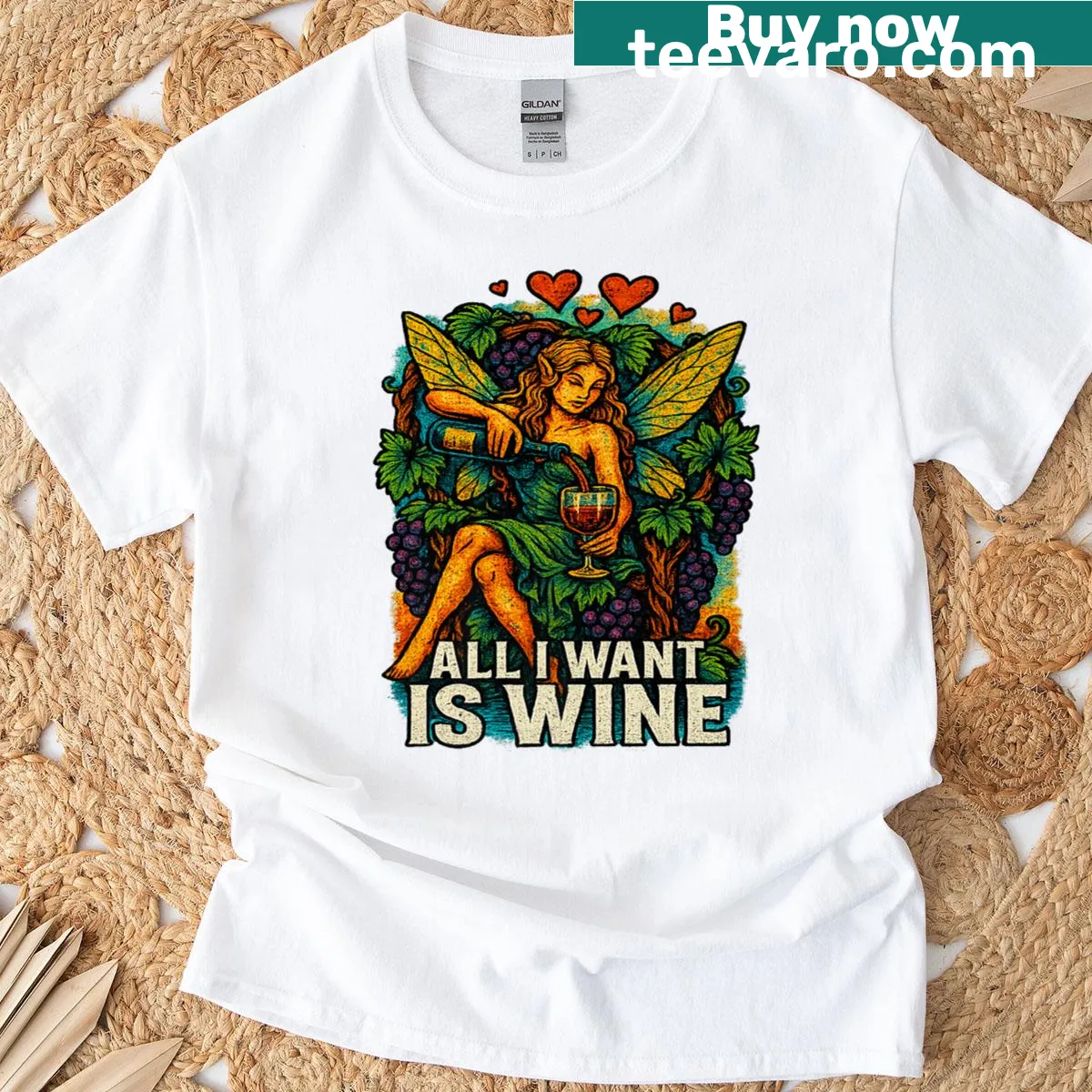Funny wine-themed text on women's t-shirt — on a men's t-shirt