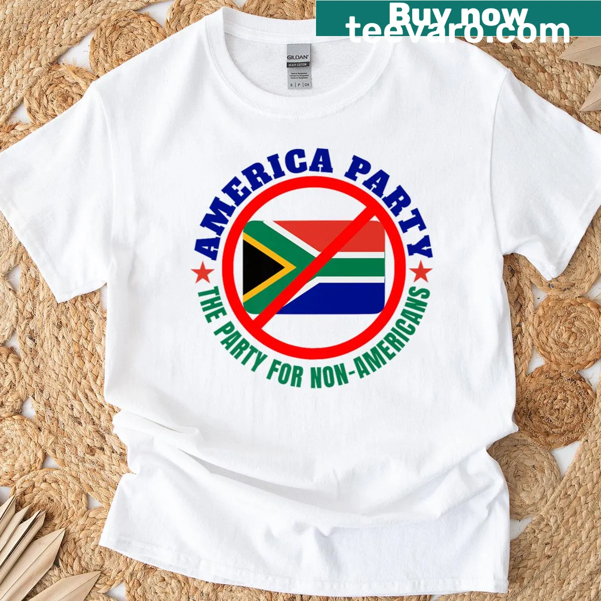 USA flag design celebrating America Party est 2025 on t-shirt — on a men's t-shirt
