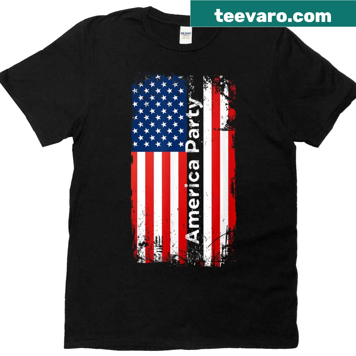 America Party Freedom Independence t-shirt with party symbols — on a men's t-shirt