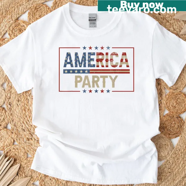 Funny America Party t-shirt with bold typography