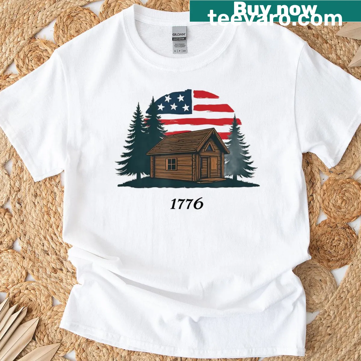 T-shirt celebrating American heritage with bold text — on a men's t-shirt