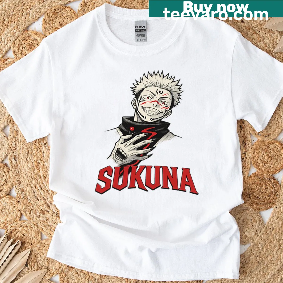 Anime Sukuna T-shirt with bold graphic illustration — on a men's t-shirt