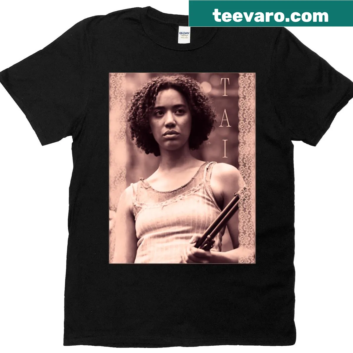 Bold Armed Taissa Turner t-shirt with edgy text — on a men's t-shirt