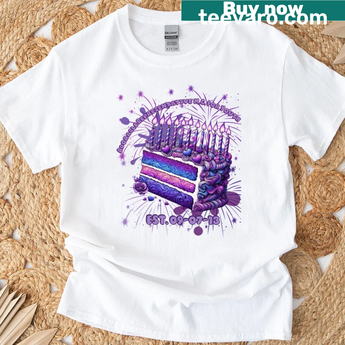 Youth T-shirt with adorable Army Birthday Celebration illustration — on a men's t-shirt