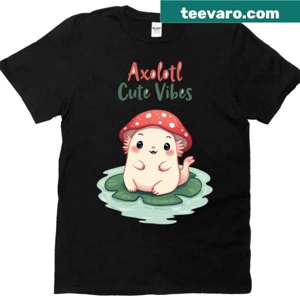 Cute axolotl illustration T-shirt with playful doodles