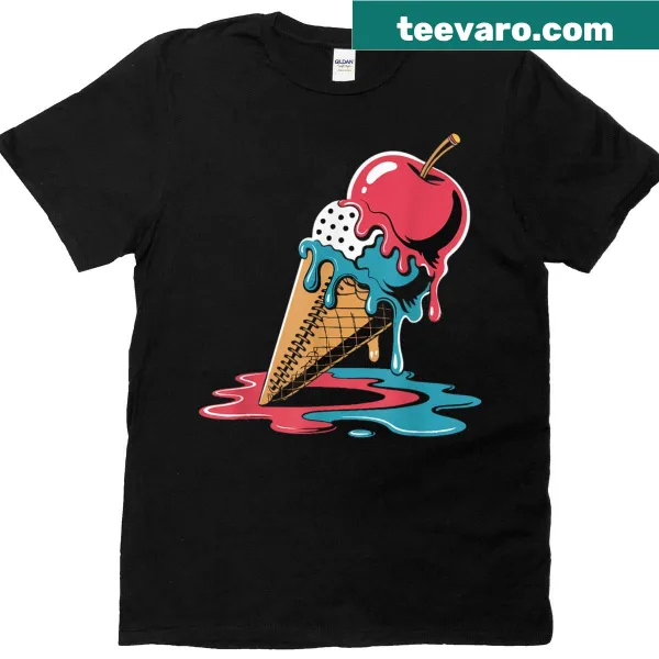 Ice cream cone dripping on baseball graphic for teachers