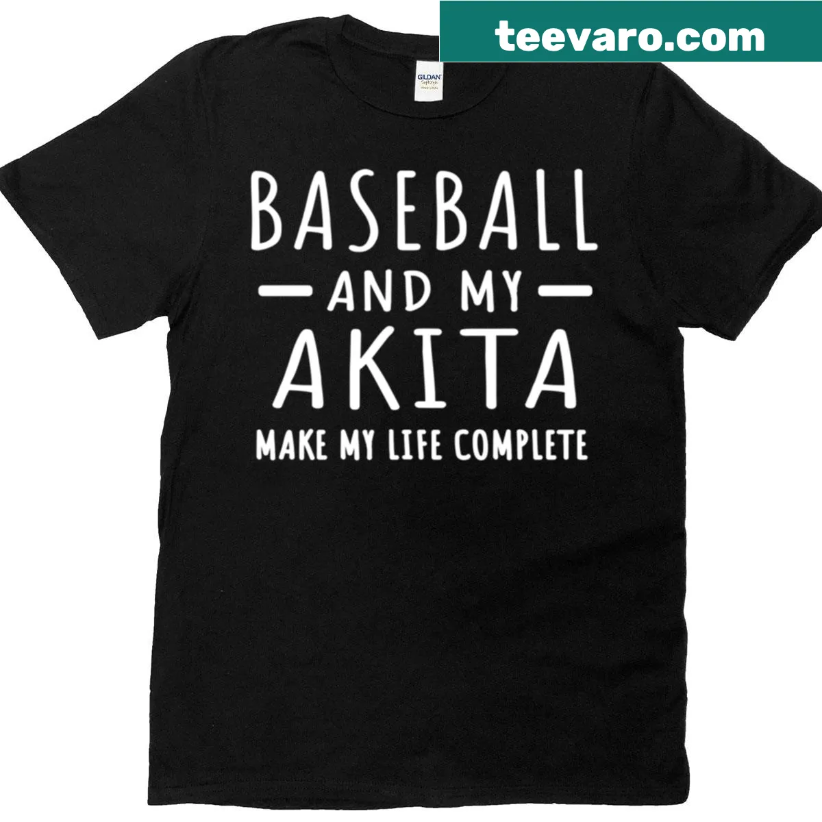Funny text about baseball and Akitas for dog lovers — on a men's t-shirt