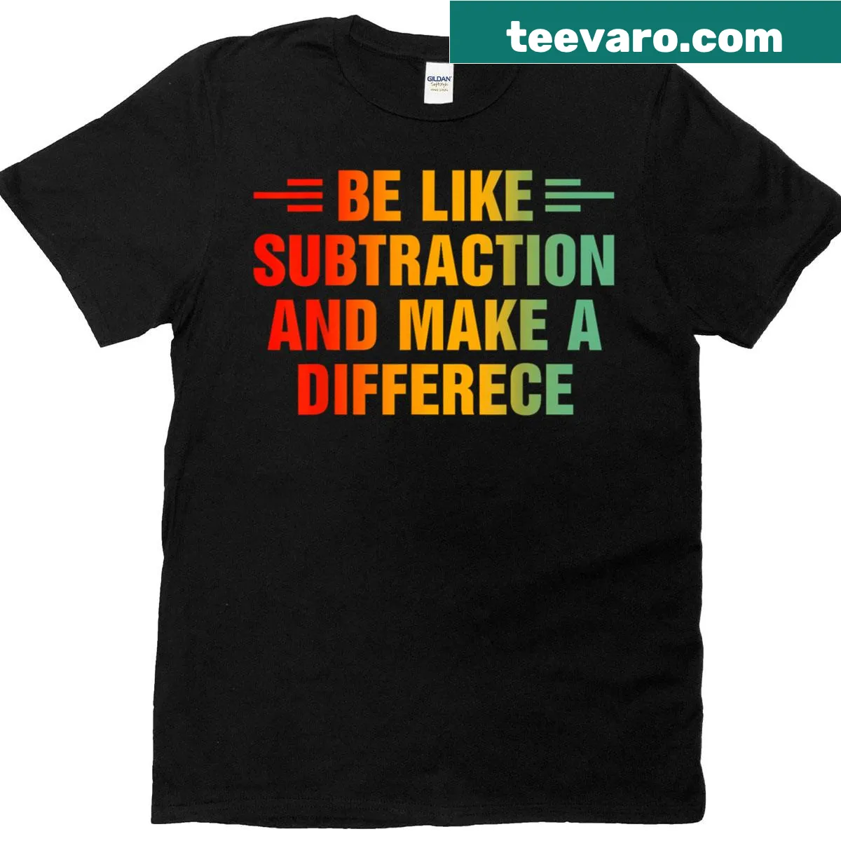 Humorous T-shirt with a math pun about subtraction — on a men's t-shirt