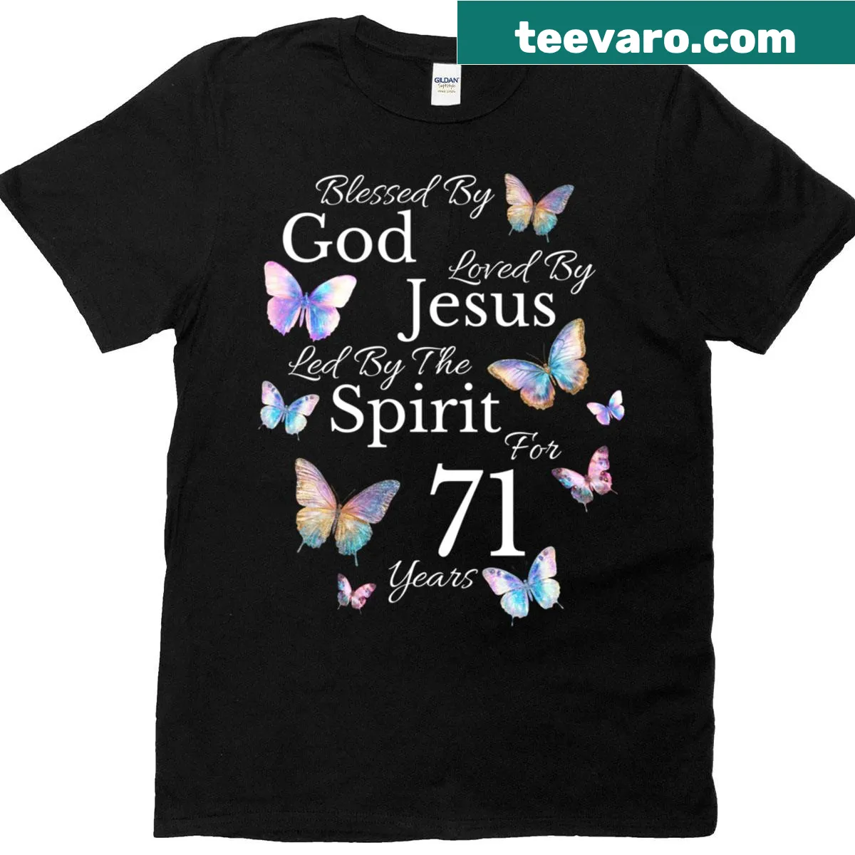 Sentimental typography shirt celebrating 71 years of life — on a men's t-shirt
