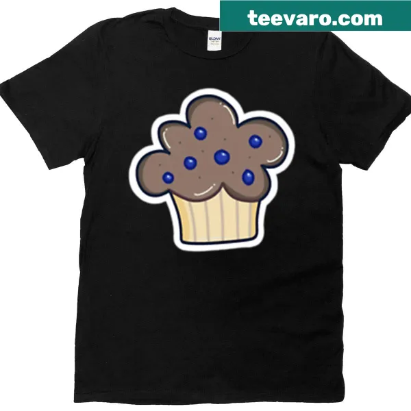 Illustrated t-shirt of a blueberry muffin