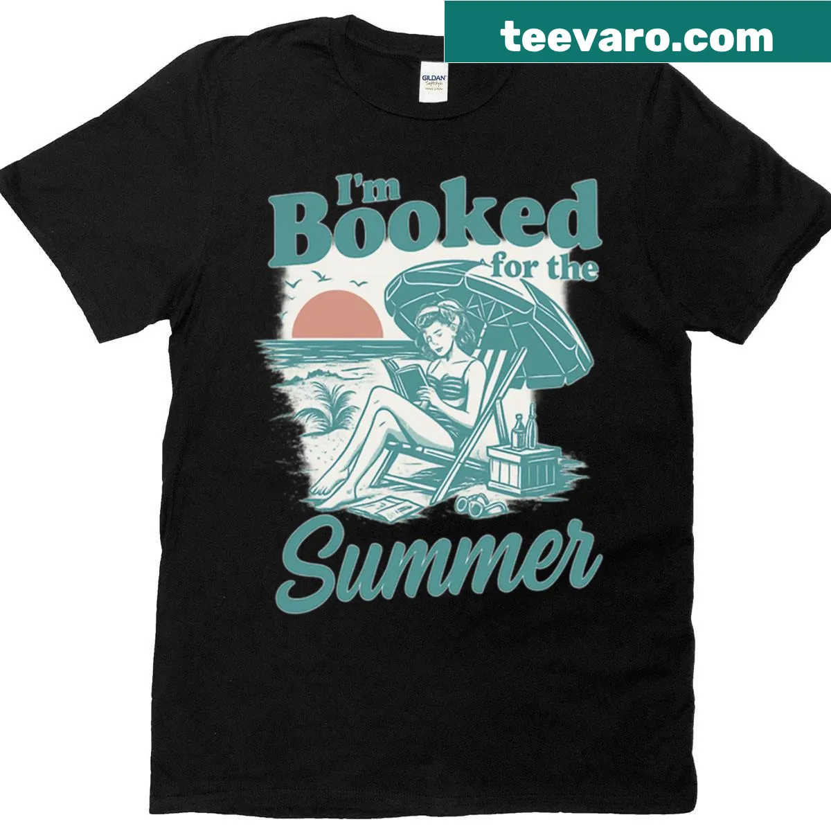 Charming summer reading graphic t-shirt — on a men's t-shirt