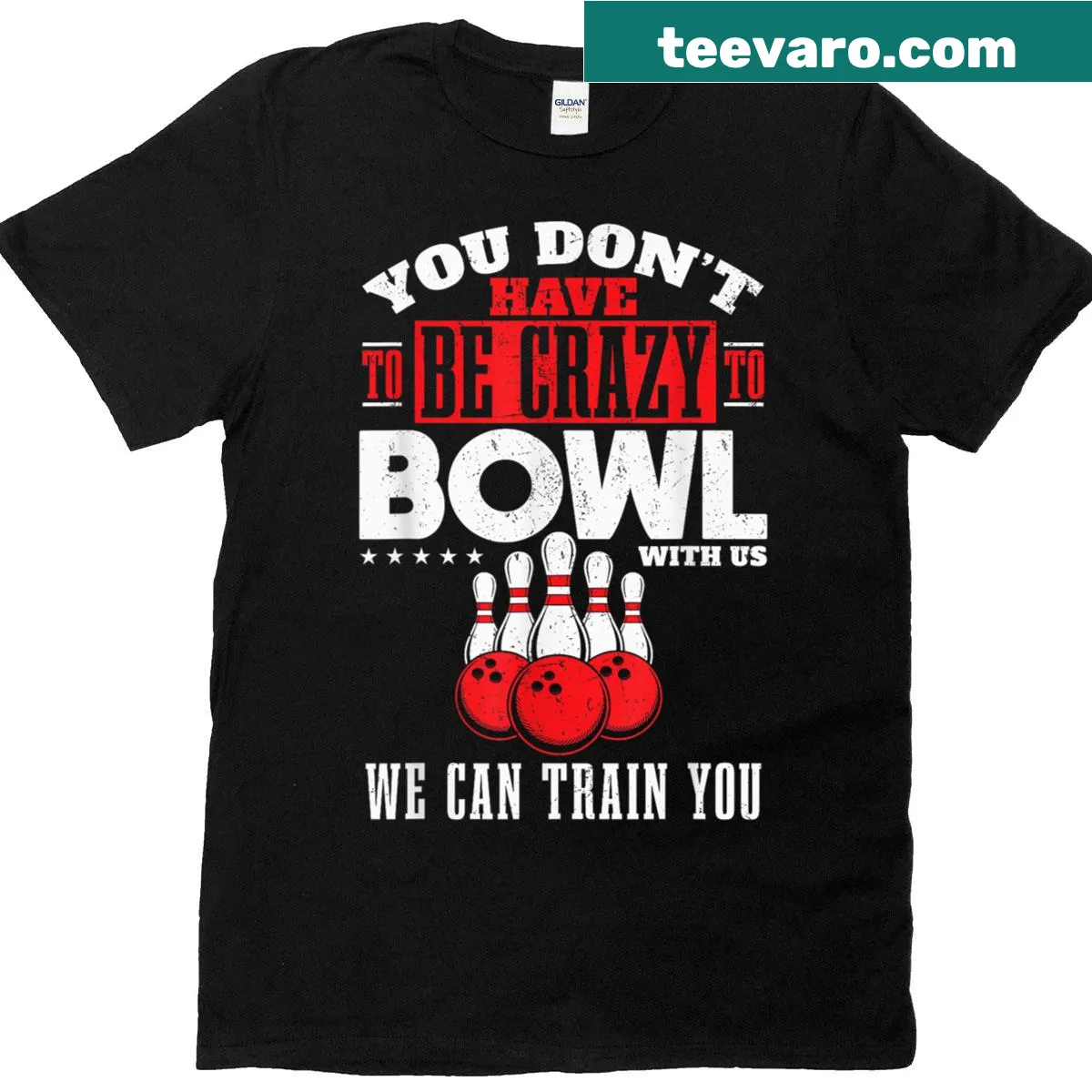 Funny bowling t-shirt with humorous bowling phrase — on a men's t-shirt