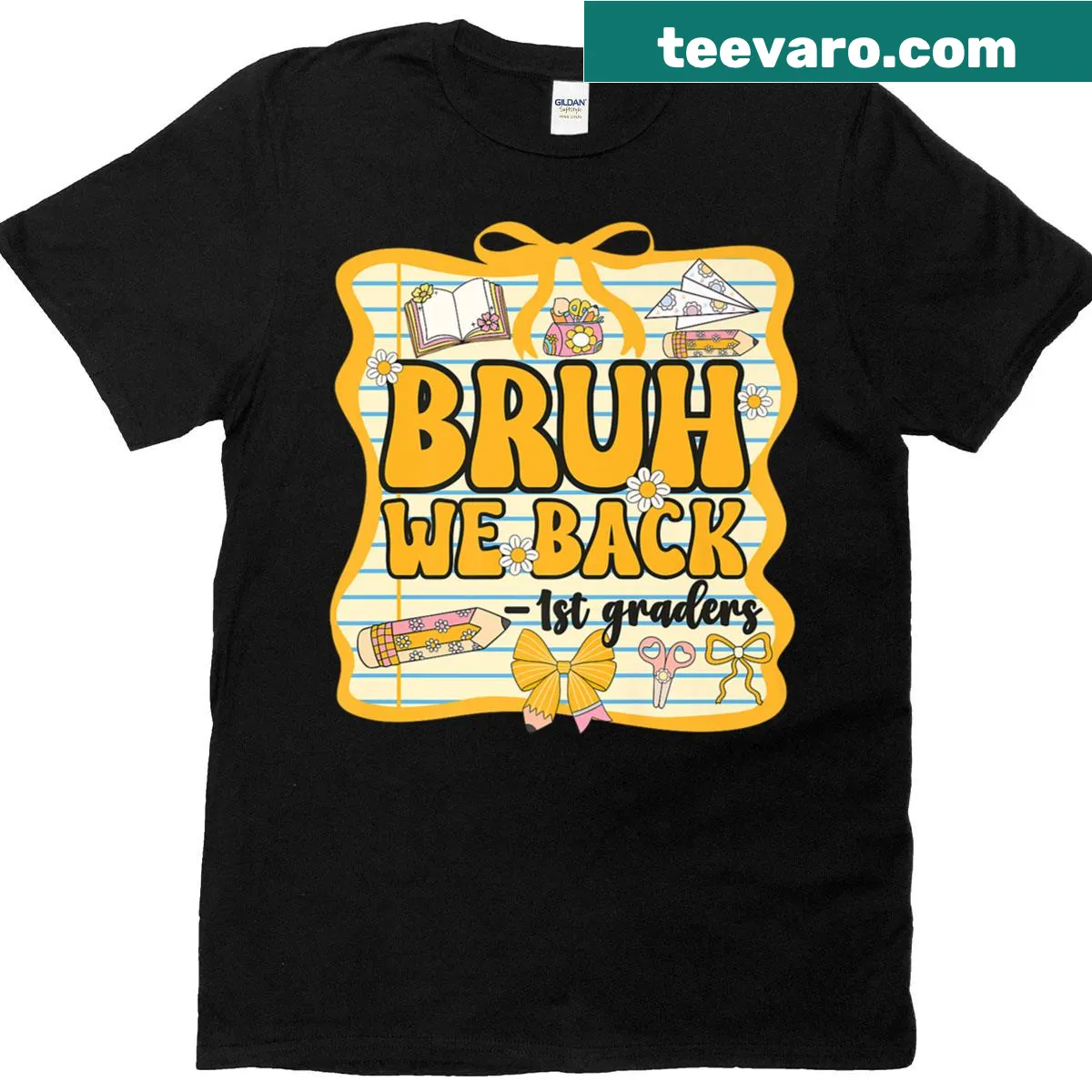 Fun back-to-school design for girls with text and a bow illustration — on a men's t-shirt