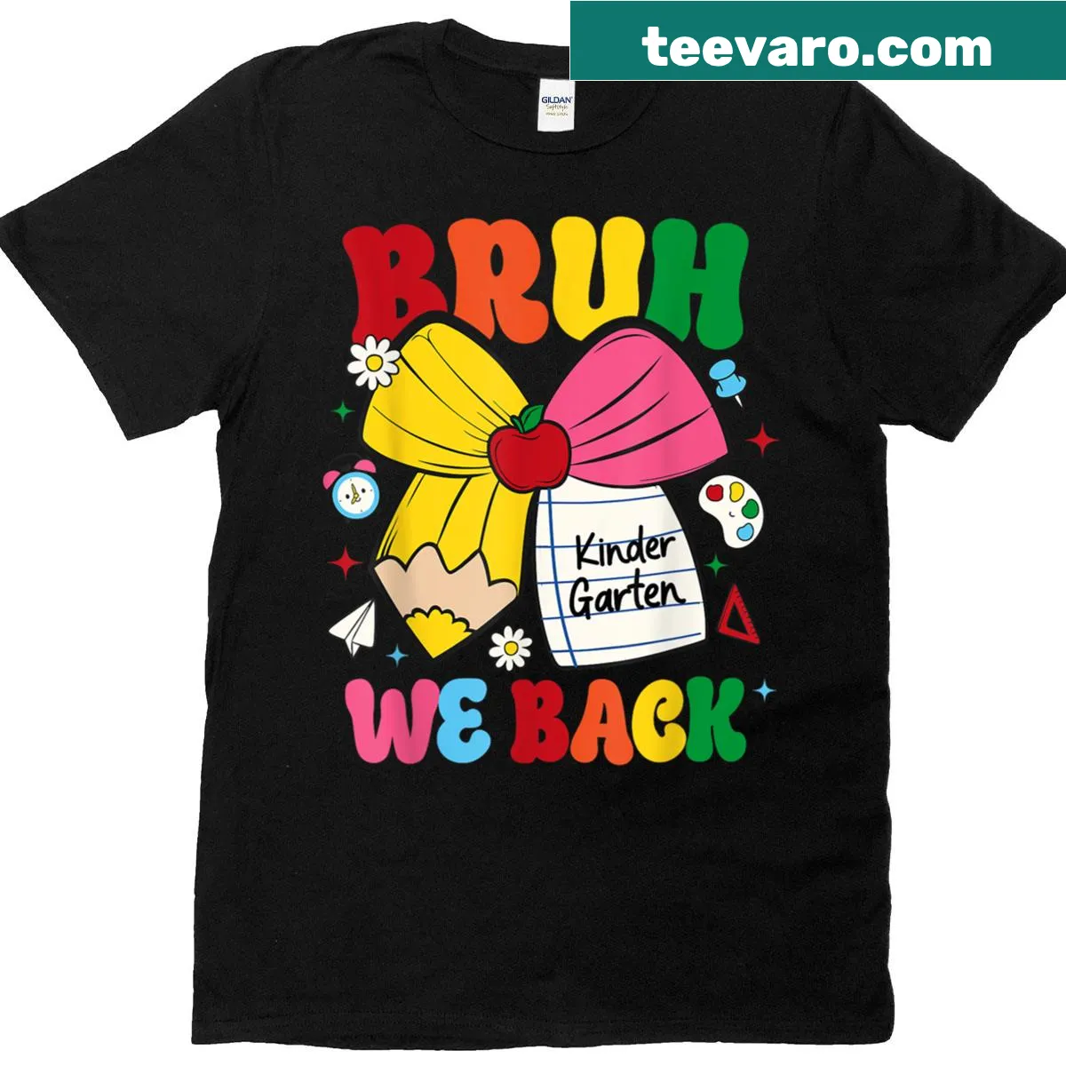 Back to school t-shirt with 'Bruh We Back' and a pencil graphic — on a men's t-shirt
