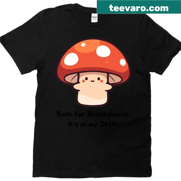 Kawaii mushroom graphic on a fun T-shirt for gamers