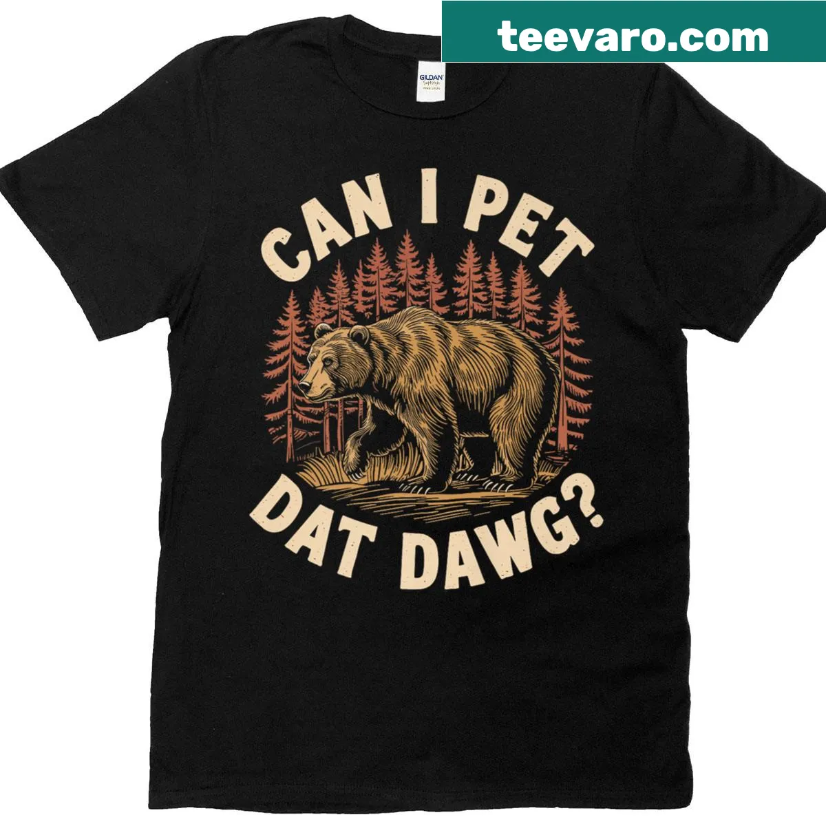 Funny hiking t-shirt featuring a bear and playful text — on a men's t-shirt