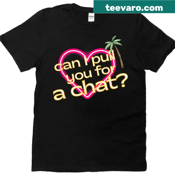 Whimsical t-shirt with text about friendly conversation