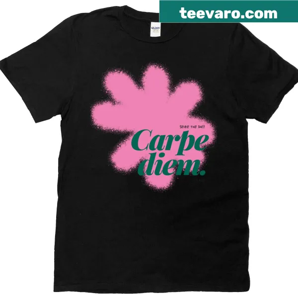Typographic T-shirt with 'Carpe Diem' text for motivation