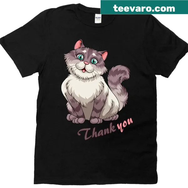 Illustration of a cat with the words 'Thank You' in sticker style