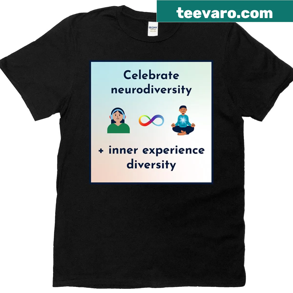 Text graphic saying 'Celebrate Inner Experience Diversity' in bold letters — on a men's t-shirt