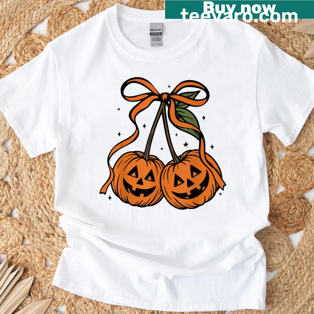 Cute Cherry Jack O Lantern pumpkin t-shirt for kids — on a men's t-shirt