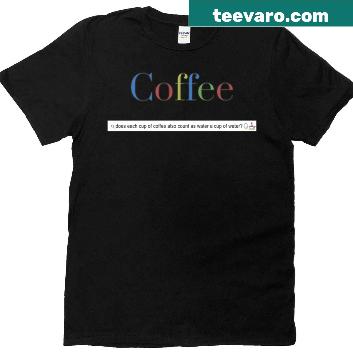 Playful coffee-themed t-shirt with humorous typography question — on a men's t-shirt