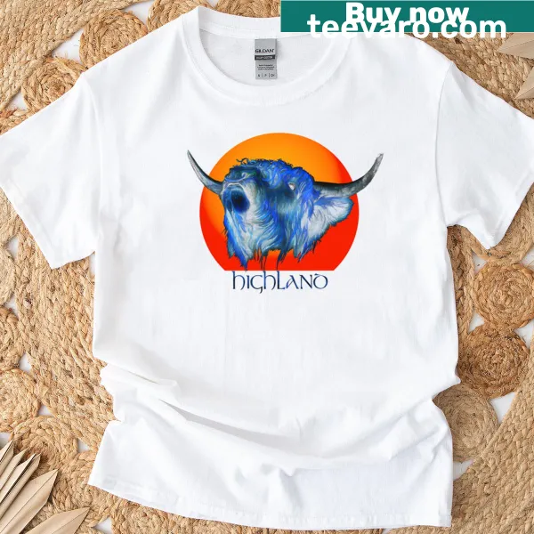 T-shirt featuring a cute illustration of Connor the Highland cow