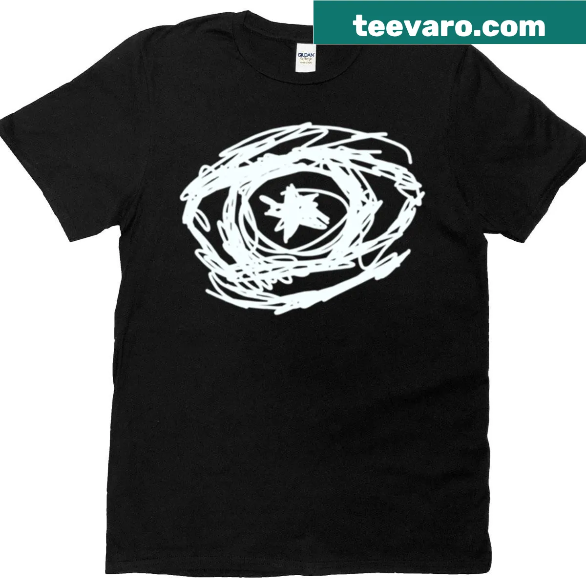 Inverted typographic design 'Star In Their Eye' T-shirt — on a men's t-shirt