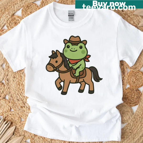 Cowboy Frog t-shirt featuring a cute frog in cowboy attire