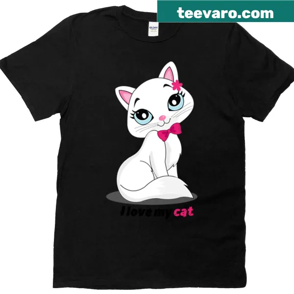 Cute cat sticker design for cat lovers on T-shirt